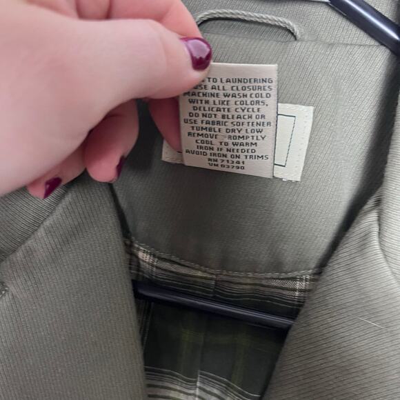 L.L. Bean Y2K Women's Green Canvas Plaid Flannel Lined Jacket Size Small - Picture 7 of 10